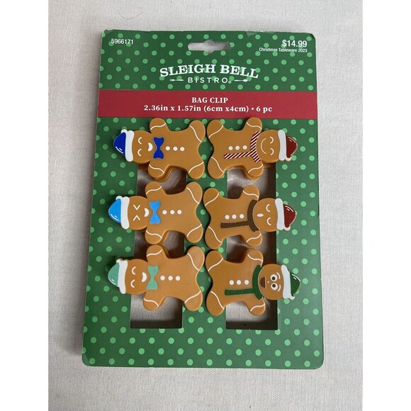Sleigh Bell Bistro Other - Christmas Tree Bag Clips By Sleigh Bell Bistro 6 Pieces. Gingerbread Shaped.